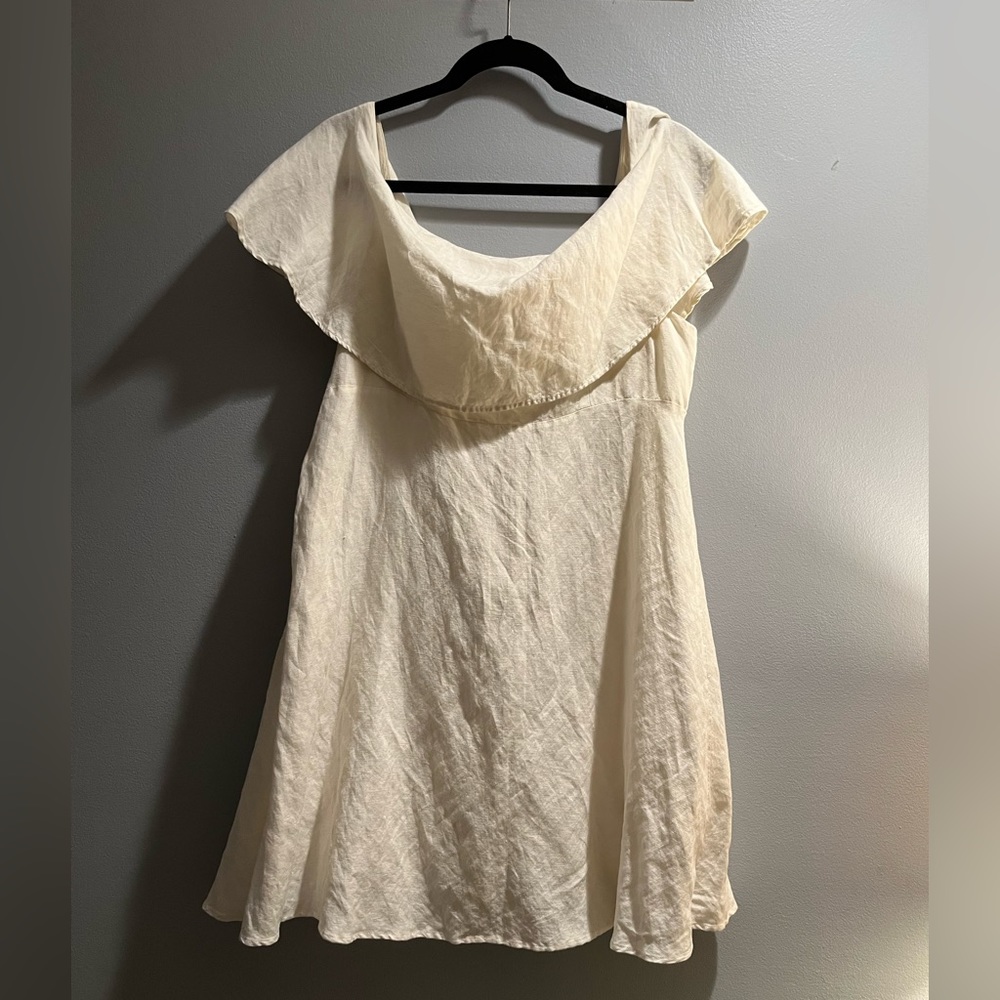 Loft off the shoulder white linen dress